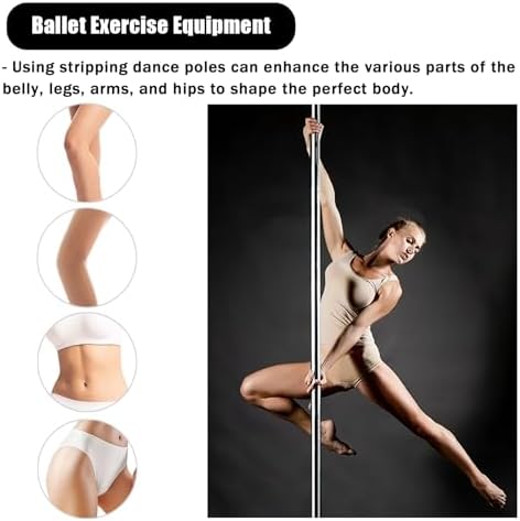Premium Dance Pole Removable Spinning Static Dancing HeavyDuty Steel Pole Adjustable Height,Silicone Dance Pole for Ceilings,Indoor Bedroom Fitness Dancing Pole,Portable Static Swivel Stripp