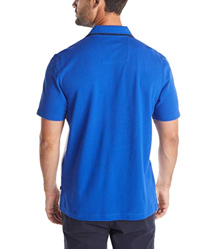 Image of Nautica Men's Short Sleeve 100% Cotton Pique Color Block Polo Shirt