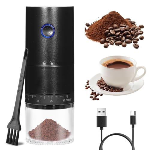 Cordless Electric Coffee Bean Grinder, Portable Coffee Grinder with Ceramic Grinding, 38 Adjustable Settings, Long Battery Life Burr Grinder for Home Office Travel Camping