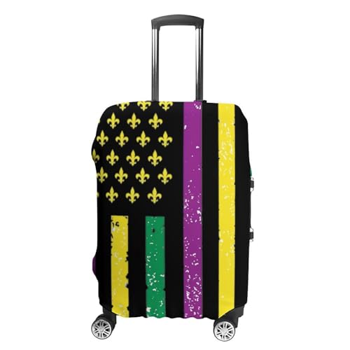 Mardi And Gras American Flag Travel Luggage Cover for Suitcase 19-32 Inches Elastic Washable Baggage Protector