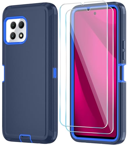Qinmay Phone Case for T-Mobile Revvl 7 5G Case with HD Screen Protector, Heavy Duty Shockproof & Dropproof 3-Layer Cover Phone Case for T-Mobile Revvl 7 (DarkBlue)