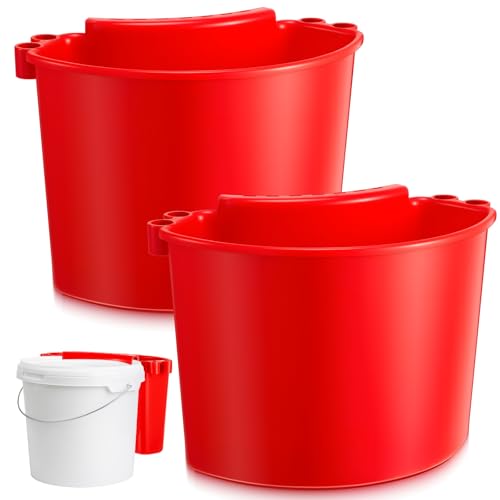 2 Pcs Car Detailing Bucket Organizer 10.2 x 7.8 x 5.5 Inch Car Washing Bucket Caddy Portable Multipurpose Hanging Organizer for Accessories Tool Home Garden Camping (Red)