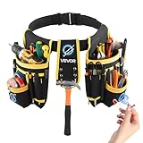 VEVOR Tool Belt, Magnetic Tool Pouch for Men, 28 Pockets Heavy Duty Adjustable Utility Belt Detachable Work Bag for Electrician, Carpenter, Construction, Work Apron Organizer, Waist Adjust 31 to 48in
