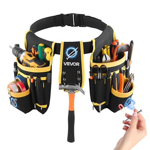 VEVOR Cinturón Portaherramientas Magnético para Artesanos, con 28 Bolsillos, Funda Portaherramientas, para Electricistas, Carpinteros y Trabajadores de la Construcción, Ajustable de 787 a 1219 mm