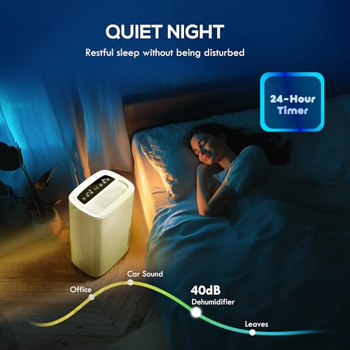 HOMCOM 20L Day Dehumidifier with 5L Water Tank, Continuous Drainage, 24H Timer, Humidity Light and Digital Humidity Display - Image 6