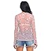 Cartoon Pig Dots Pink See Through Tops for Women Mesh Sheer Tops Long Sleeve Women Blouse Handle Zipper Beach Camping Swimming Pool Size XL