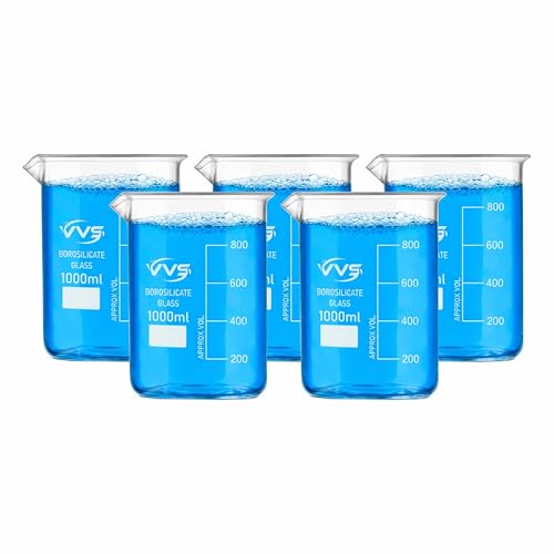 Image of VVS Borosilicate Glass Beaker 1000ml pack of 5 of For School College, Lab Laboratry and professional usef