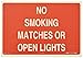 Brady 72097 20" Width x 14" Height B-120 Premium Fiberglass, White on Red Sign, Legend "No Smoking Matches Or Open Lights"