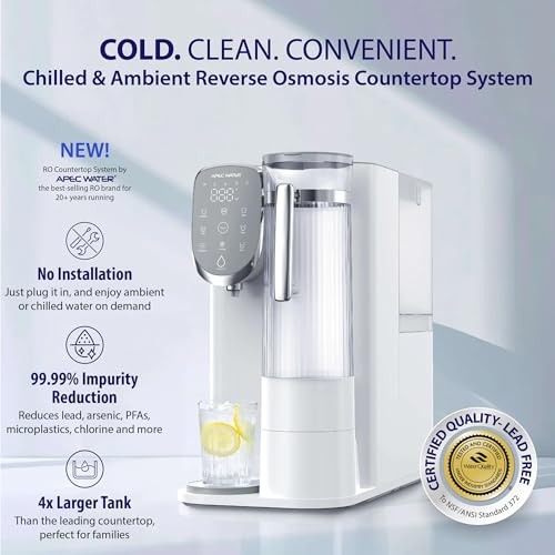 Image of APEC Water Countertop Reverse Osmosis Water Filter, Chills Purified Water 40F, 6 Stage w /UV RO Filtration System, Removable Pitcher, Removes 1K+ Impurities NSF 372 & 58, Quick Dispense
