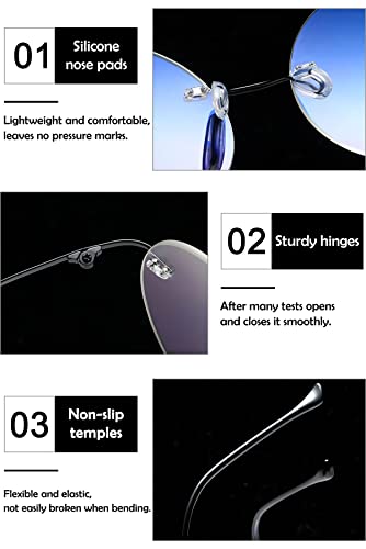 Koosufa DGYJ536 Titanium Rimless Round Reading Glasses 1.5 Blue Light Blocking Eyeglasses Readers Frameless Lightweight Eyewear thumb #3