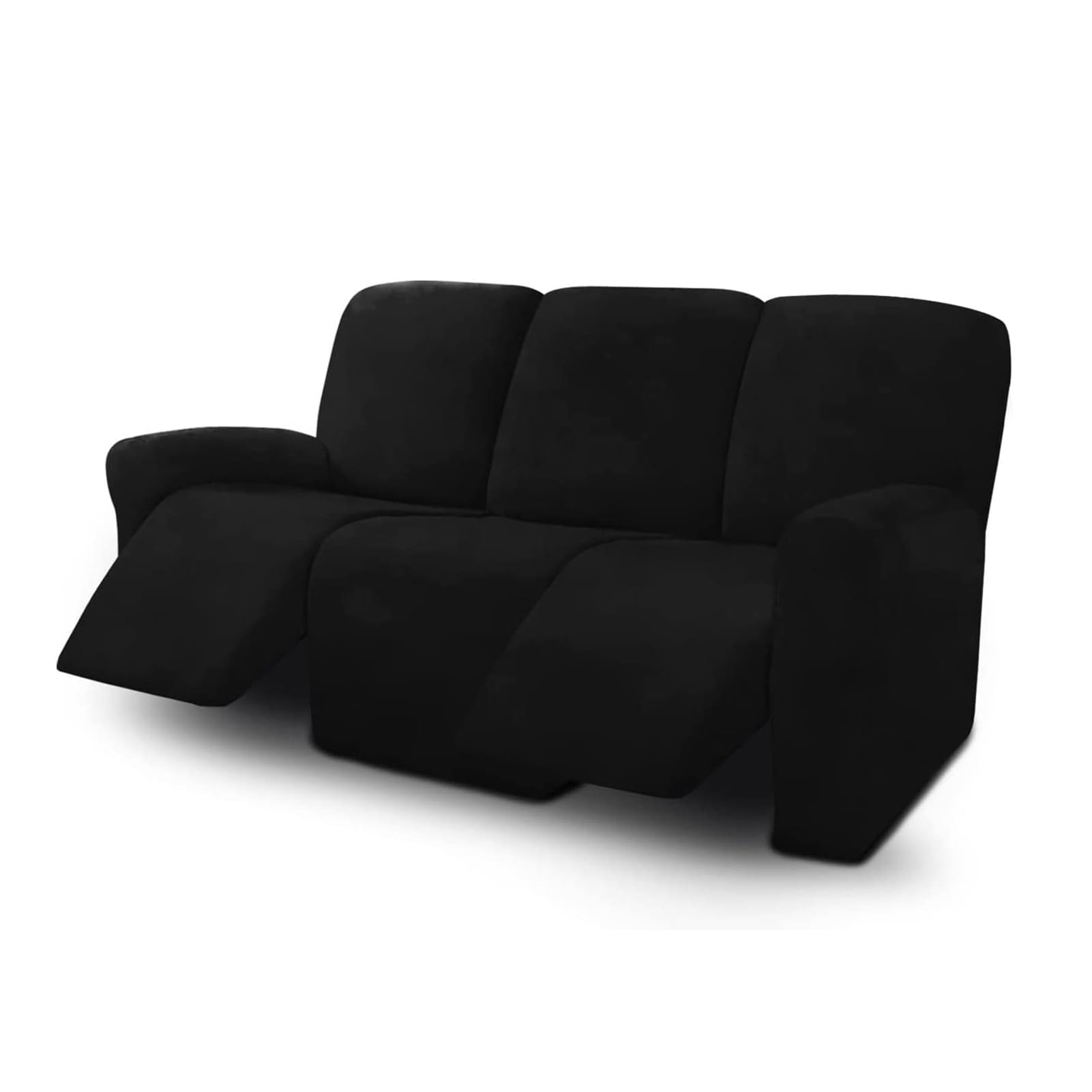 WJHDWYD 3 Seater Sofa Cover Reclining Sofa Cover 8 Pieces Stretch Sectional Sofa Slipcover for Reclining Furniture Protection 3 Sofa Slipcovers Plush Sofa Cover(Nero)