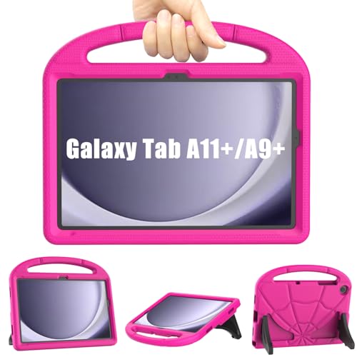 Coque Samsung A11 Plus contre les casses étui rigide rose avec poignée pour tablette enfant
