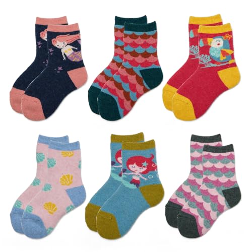 Girls Winter Wool Socks Kids Cartoon Warm Socks Thick Thermal Socks for Girls 6 Pack2