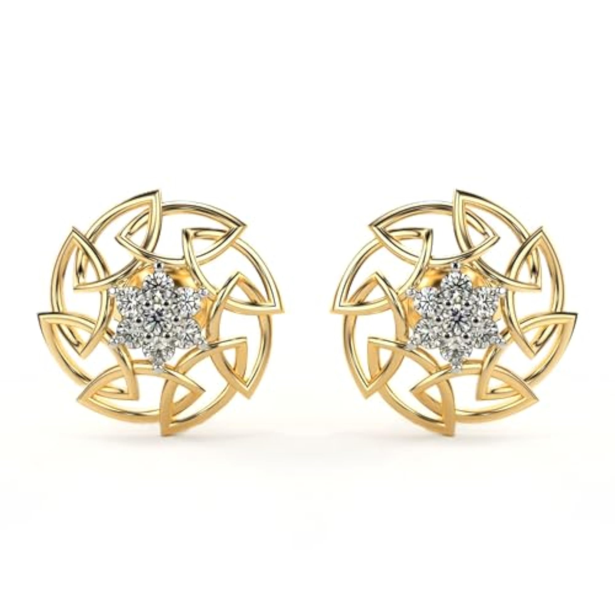 Women's Sterling Silver 0.31cts Lab Grown Diamond Earrings, Yellow