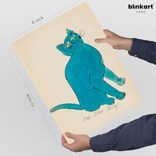 Image of BLINKART Cat Aesthetic Modern Art Walls With Frame | Natural Wood Texture | Living Room Bedroom Office Wall Decoration | Poster Home Decor Frames Wall Bedroom | 12x8 Inches (D443)