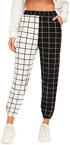 Two Tone Plaid Print Elastic Waist 