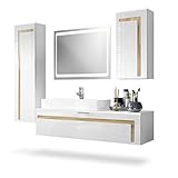 Dimensiones del conjunto de muebles de baño como se muestra en las imágenes. 189 x 193 x 51 cm