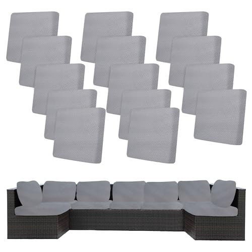 Image of BIETYONE 14Pcs Stretch Patio Cushion Covers,Outdoor Couch Covers Replacement,Outdoor Couch & Sofa Slipcovers,for Patio Furniture Cushion Covers,Washable Reusable Furniture Protector (Grey,Cover Only)