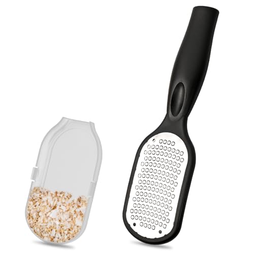 Râpe à pieds, éliminateur de callosités avec récupérateur de peaux mortes, outil de pédicure pour éliminer les peaux mortes (Noir)