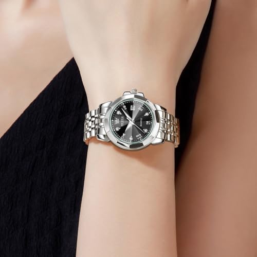 Image of OLEVS Womens Watch Fashion Diamond Analog Gifts Watches for Ladies Quartz Stainless Steel Casual Roman Waterproof Luminous Calendar Wristwatch