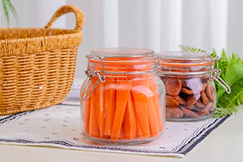 Hovico 25 oz Glass Jars With Airtight Lids And Leak Proof Rubber Gasket,Wide Mouth Mason Jars With Hinged Lids For Kitchen Canisters 750ml, Glass Storage Containers by Hovico - Image 8