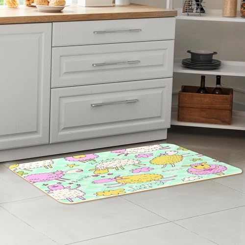 Lot de 2 tapis de cuisine antidérapant lavable mouton