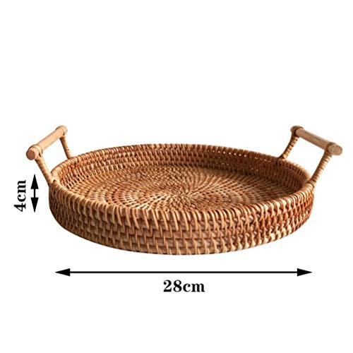 Bandeja de mimbre decorativa para servir comida y fruta 4