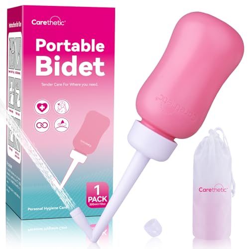 Carethetic Peri Bottle for Women - Portable Bidet for Postpartum Care, 12oz Upside-Down Design with Travel Bag
