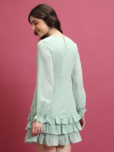 Image of Tokyo Talkies Women's Long Sleeves Round Neck Self Design Dresses | Stylish Dresses | Casual Dresses