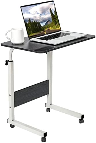 Aduyiuce Small Desk with Wheels - Mobile Sit/Stand Laptop Desk Adjustable, Lockable Casters, Portable, Work Rolling Table Couch Desk TV Tray Table for Small Space Over Treadmill Standing Desk Table