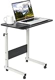 Aduyiuce Small Desk with Wheels - Mobile Sit/Stand Laptop Desk Adjustable, Lockable Casters, Portabl