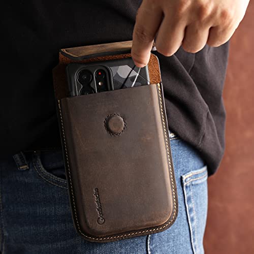 Gentlestache FBA-JL0001PH0001 Leather Cell Phone Holster With Belt Clip, Flip Case For Iphone 14 13 Pro Max, Holder S22 Plus thumb #1
