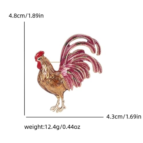 Image of Rooster Brooch Pins for Women, Chicken Brooch Pin, Cute Rooster Animal Brooch Lapel Pin, Bohemian Rooster Chicken Brooches Pins for Women Hat Bag Suit Dress Accessories