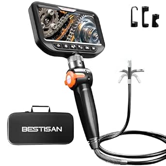 BESTISAN Dual Lens Articulating Borescope with 5 inch Screen