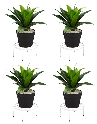 Image of Amazon Brand - Solimo Metal Flower Pot Stand (White, Set of 4, Round) | Gamla Stand for Home | Plant Stand for Balcony | Premium Flower Pot Stand | Plant Stand for Living Room