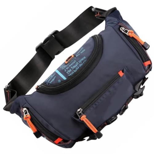 Riñonera de nylon azul con correa ajustable para mujer para senderismo y viaje