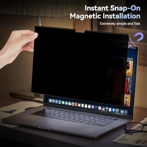 Image of Protescreen Magnetic Privacy Screen Protector Compatible with MacBook Pro 14 Inch (2021-2026, M1 M2 M3 M4 M5), Removable Anti Spy Blue Light Glare Laptop Privacy Filter for Mac Pro 14.2 in