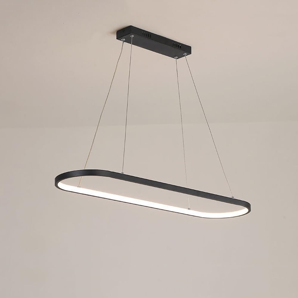 BLOOHK Modern LED Dimmable Pendant Light with Remote Control, 45W Hanging Chandelier for Dining Table, Kitchen Island(Black)
