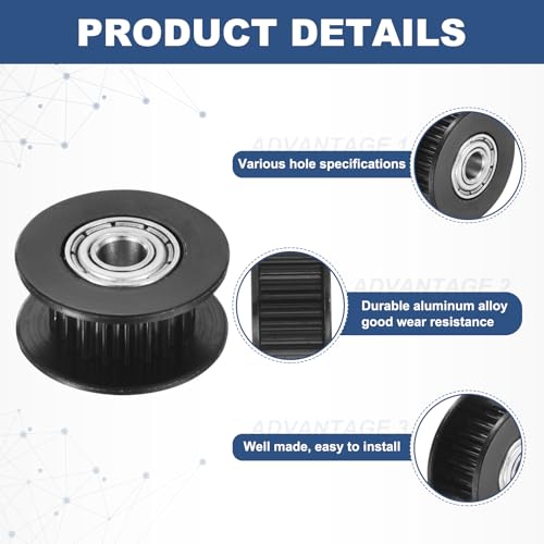 QUARKZMAN 2GT Riemenscheibe 20 Zähne 3mm Bohrung Aluminium-Zahnriemenscheibe für 6mm Breite 20T Zahnriemen für 3D-Drucker, CNC, Umlenkrolle Pulley-5 Stück Schwarz