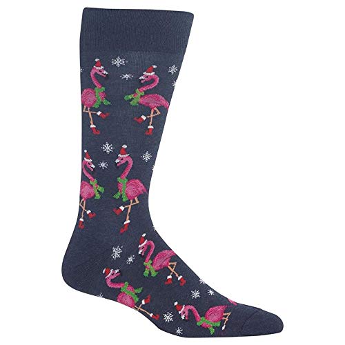 Hot Sox Mens Santa Flamingos Socks, 1 Pair, Mens Shoe 6-12.5