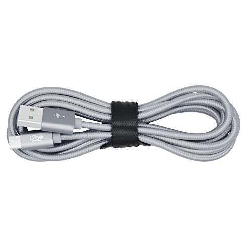 Cabo Micro USB I2GO 2m 2,4A Nylon Trançado Chumbo - I2GO PRO