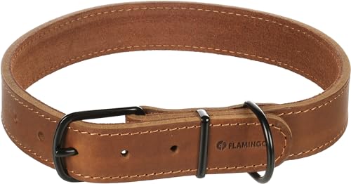 Flamingo Dog Collar Montana Cognac XXL 53-63cm 28mm, Brown