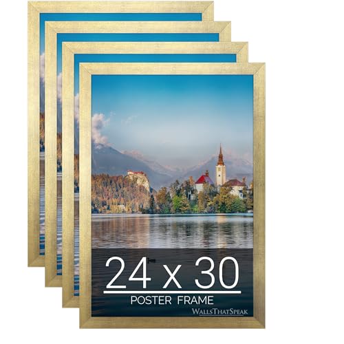 WallsThatSpeak 24x30 Gold Picture Frame for Puzzles Posters Photos or Artwork, Set of 4