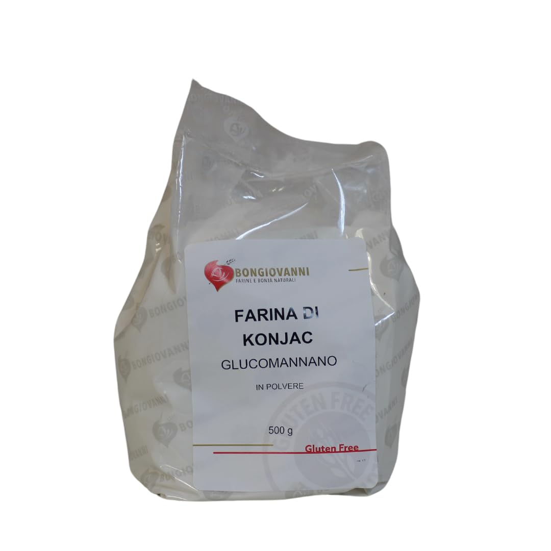 BONGIOVANNI FARINE E BONTA' NATURALI Farina di Konjac (Glucomannano polvere) - Fibra alimentare con poche calorie 500g