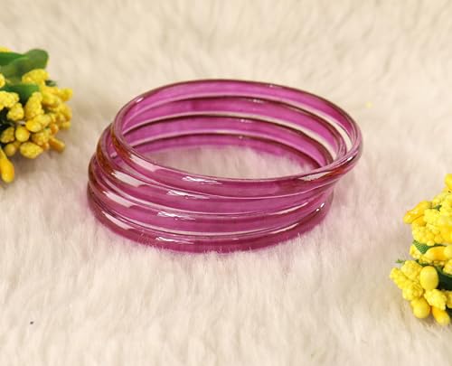 Image of STYOLLO Viral Jelly Plain Transparent Glass Kada Set For Women & Girls | Kanch Kada For Girls | Daily Ethnic Traditional Jewelry | Glossy Classic Fashion Kangan For Wedding, Festive & Parties - Set Of 4