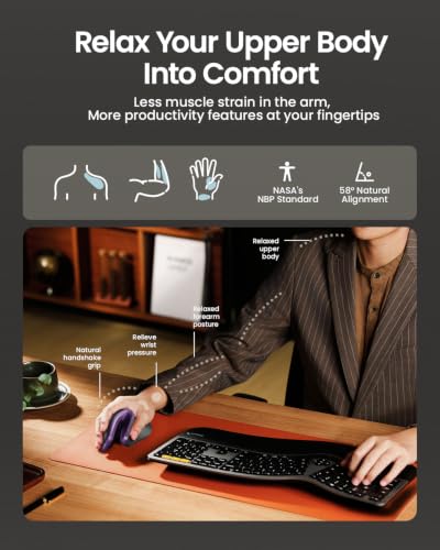Image of ProtoArc EM11 NL Wireless Ergonomic Mouse, Rechargeable, Black Purple