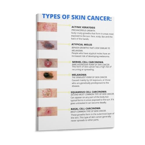 Medical Anatomy Poster Skin Structure Educational Chart Canvas Wall Art Print for Students Classroom Home Office Wall Decor(Fram