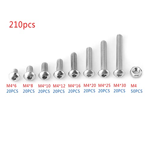Kit tornillos acero inoxidable 304 hexagonal M4 210pcs miniatura 2