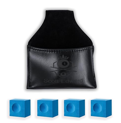 NCGDPZY 5pcs Portable Billiard Cue Chalk Holder Pouch with Clip - Pool Billiards Snooker Accessories, Black Chalk Bag for Cue and Pool Table