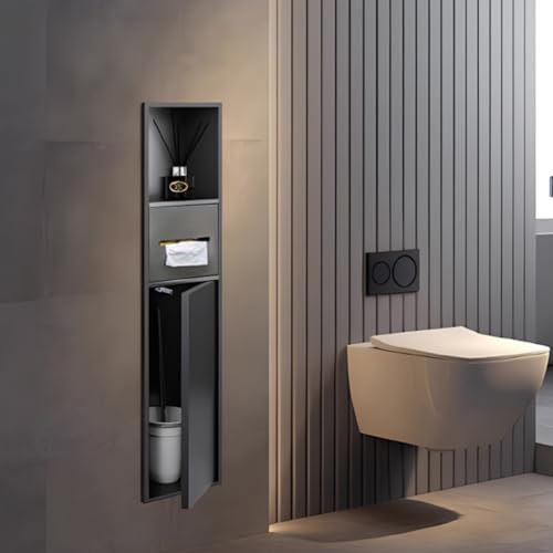 Armario empotrable de acero inoxidable impermeable para ducha y papel, armario de baño montado para nizedSpaces